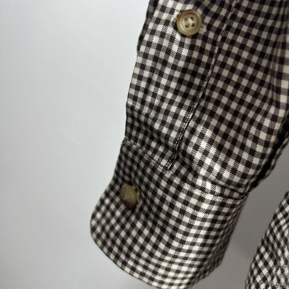 Ralph Lauren Mens Shirt 1XB Big Brown White Micro Check Blue Pony Long Sleeves - Picture 5 of 8